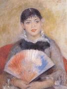 Pierre Auguste Renoir girl witb a f an china oil painting artist
